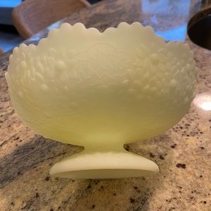 Fenton glass yellow satin custard Vaseline 6 tree candle holder.